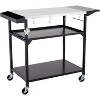 Outdoor Grill Cart Table with 3 Shelves, Pizza Oven Stand, BBQ Kitchen Food Prep Table, Black Stainless Steel - 3 of 4