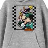My Hero Academia Group Art Checkered Frame Long Sleeve Athletic Heather Youth Hooded Sweatshirt - 2 of 3