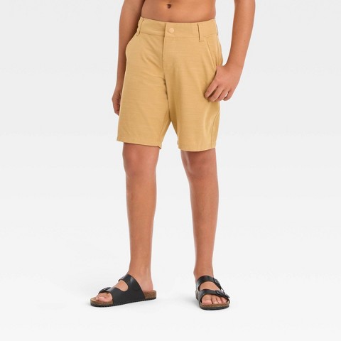 Art Class Boys' Solid Swim Shorts - art class™ Tan 6: Quick Dry, Adjustable Waistband, UPF 50+