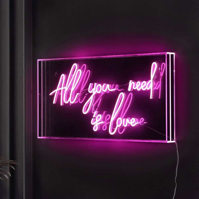 23.6&#34; x 11.7&#34; All You Need is Love Contemporary Glam Acrylic Box USB Operated LED Neon Light Pink - JONATHAN Y, 4 of 7
