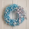 Northlight Pre-Lit Flocked Pine Artificial  Christmas Wreath - 24" - Sky Blue - Clear Lights - 2 of 4