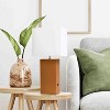 21" Lexington Leather Base Modern Home Decor Bedside Table Lamp with USB Charging Port and Fabric Shade - Lalia Home - 3 of 4