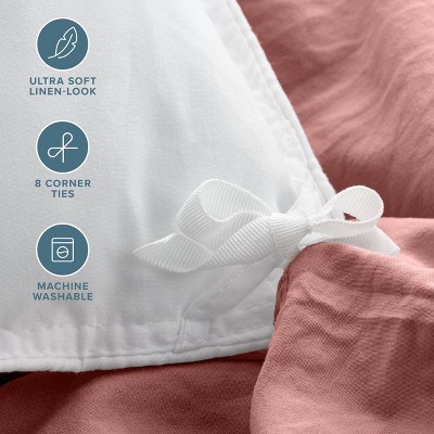 Dusty Rose King Microfiber Duvet Cover Set with Shams