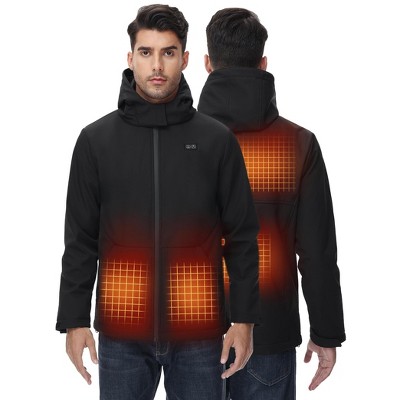 Heated Jacket for Men, Lightweight Windproof Water-Resistant Slim Fit Heated Coat with Detachable Hood