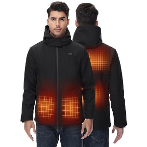 Heated Jacket for Men, Lightweight Windproof Water-Resistant Slim Fit Heated Coat with Detachable Hood - 1 of 4