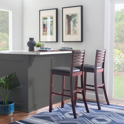 Merlot Espresso 30" Ladder Back Barstool with Padded Seat