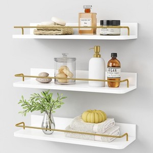 Attop Gold Floating Shelves for Wall Decor Set of 3, Bathroom Shelves Over Toilet, Modern Display Wall Shelf - 1 of 4