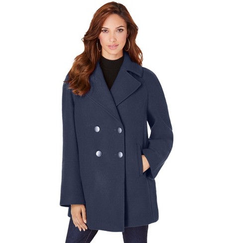 Roaman's Women's Plus Size Long Wool-blend Coat, 30 W - Deep Crimson :  Target