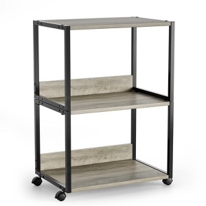 VINGLI 3 Tier Rolling Printer Stand with Storage, Desktop Printer Shelf, Combinable Printer Table for Fax Machine Copier Scanner (Rustic Gray) - 1 of 4