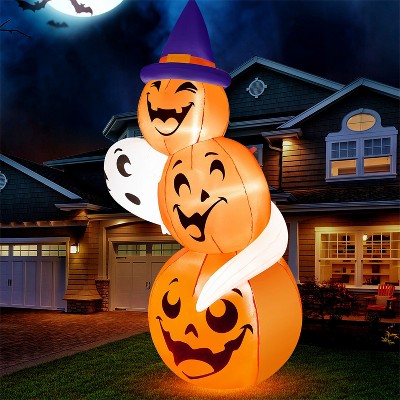 Joyfy 6 FT Tall Halloween Inflatable Outdoor Decorations, Stacked Pumpkins and Ghost Inflatable with LEDs for Halloween Party Yard Garden Lawn Decor