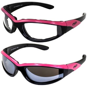 2 Pairs of Global Vision Eyewear Hawkeye Safety Motorcycle Glasses with Clear, Flash Mirror Lenses - 1 of 4