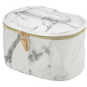 Unique Bargains Makeup Bag Cosmetic Travel Bag Make Up Brush Organizer Bag Marble Makeup Storage Toiletry Bag for Women 8"x6"x5" 1 Pcs - 1 of 4
