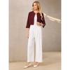 INSPIRE CHIC Women's Collarless 3/4 Sleeve Open Front Button Decor Cuff Cropped Jacket - 2 of 4