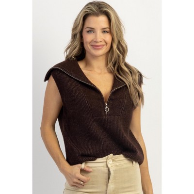 Women's MACKENZIE COLLARED SWEATER VEST - CRESCENT