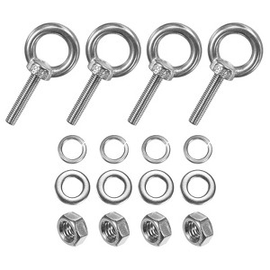 Unique Bargains Stainless Steel Durable Rust-Resistant Eyebolts with Nuts Washers Male Screw for Fastening 10 Pcs - 1 of 4
