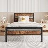 KTMBDW Twin/Full Size Platform Bed Frame with Rustic Vintage Wood Headboard, Strong Metal Slats Support, No Box Spring Needed, Brown - 2 of 4