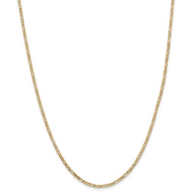 Black Bow Jewelry 2.25mm 14k Yellow Gold Flat Figaro Necklace Chain