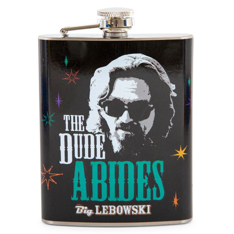 Silver Buffalo The Big Lebowski "The Dude Abides" Stainless Steel Flask | Holds 7 Ounces, 1 of 7
