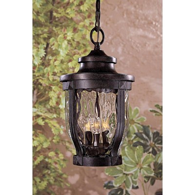 Corona Bronze Outdoor Hanging Lantern with Clear Hammered Glass