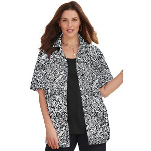 Catherines Women's Plus Size Timeless Short Sleeve Blouse - 1 of 4