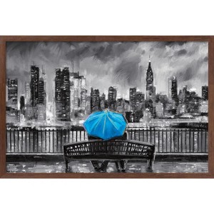 Trends International PD Moreno - Fine Art - Blue Umbrella Framed Wall Poster Prints - 1 of 4