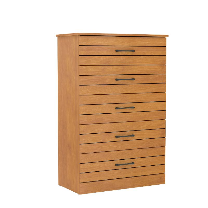 Galano Elis 5 Drawers 31.5 in. Wide Chest of Drawer in Ivory with Knotty Oak, Amber Walnut, 4 of 13