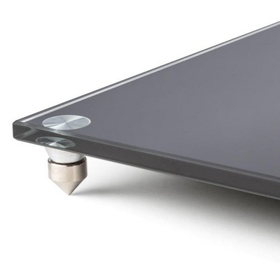 28-Inch Black Glass and MDF Speaker Stands with Cable Management