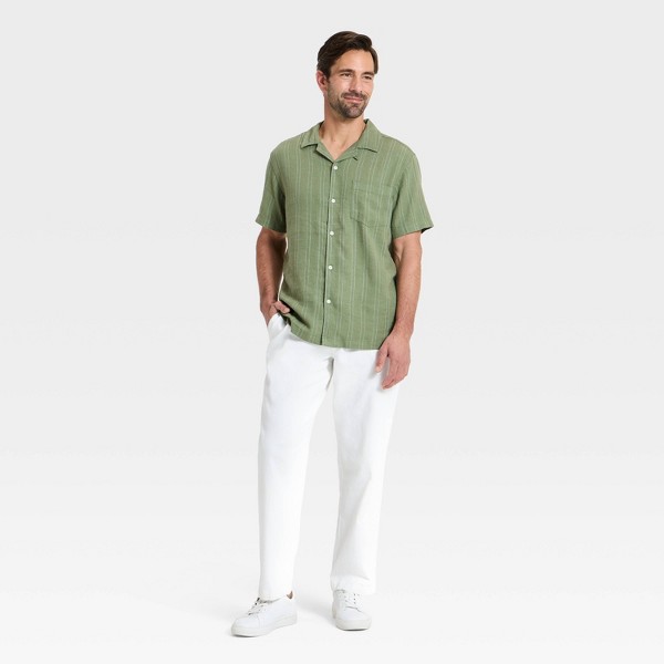 Camisa de cuello campesino de manga corta con mezcla de lino para hombre - Goodfellow & Co™ 3