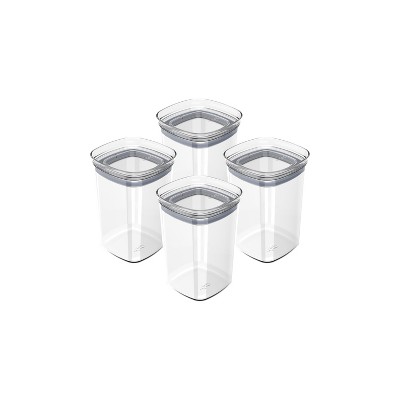 OU Airtight Food Storage Container 8pc (set of 4) BPA Free Clear Plastic Storage Container with Leak Proof Lid, Stackable Kitchen Pantry Organizer