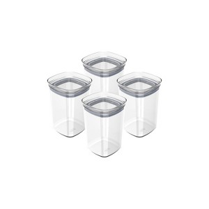 OU Airtight Food Storage Container 8pc (set of 4) BPA Free Clear Plastic Storage Container with Leak Proof Lid, Stackable Kitchen Pantry Organizer - 1 of 2
