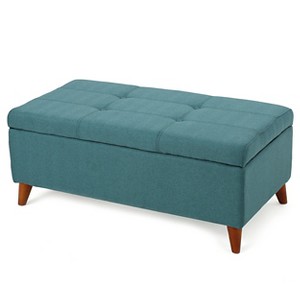 Harper Fabric Storage Ottoman Bench - Teal - Christopher Knight Home, Blue