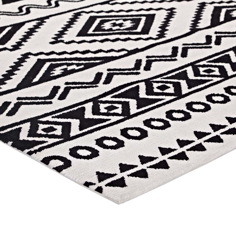 Modway Haku Geometric 8x10 Area Rug With Contemporary Design In Black and White, 3 of 8