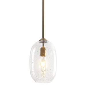 PAKOKULA 60-Watt 1-Light Gold Oval Pendant Light with Clear Seed Glass - 1 of 4