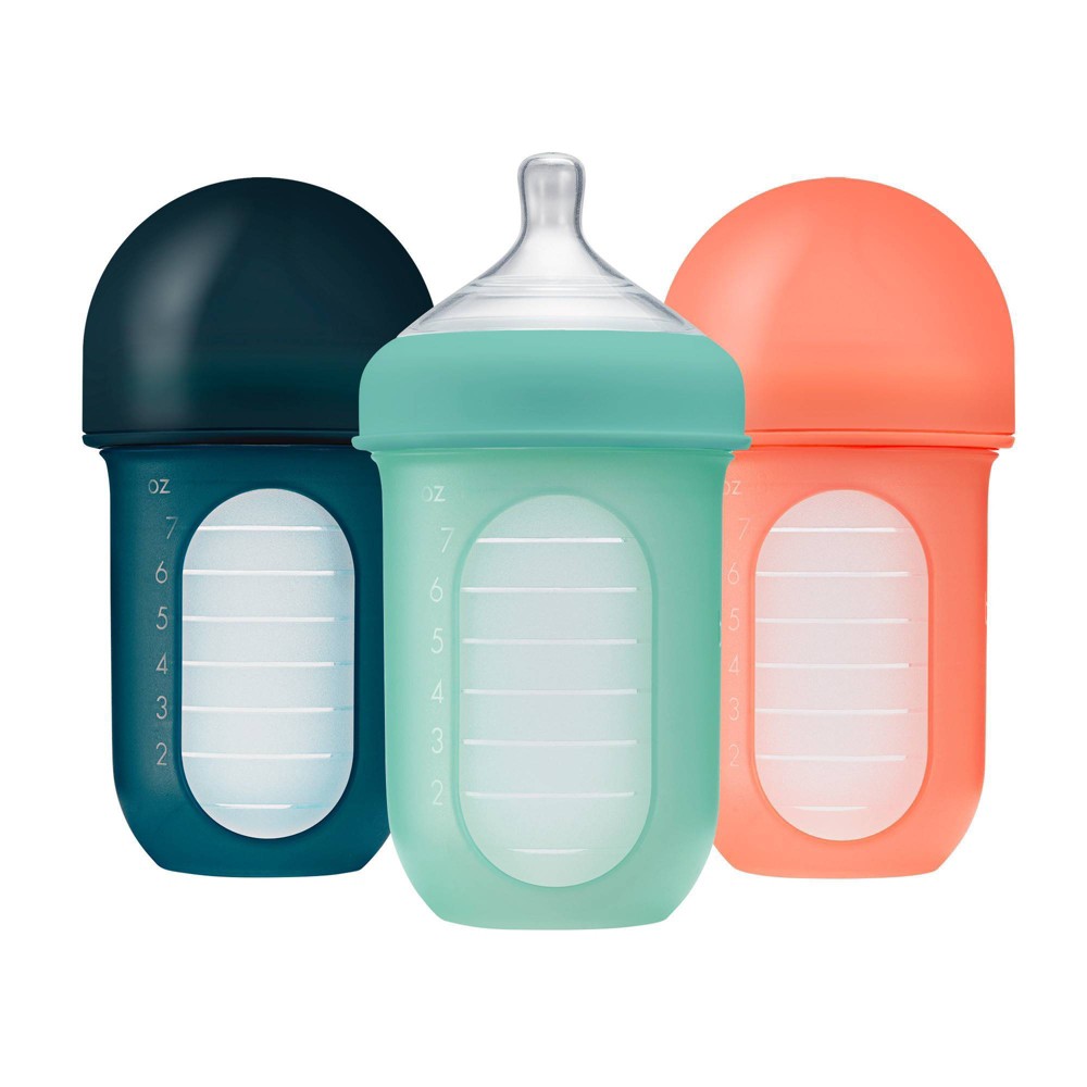 Photos - Baby Bottle / Sippy Cup Boon Nursh Silicone Baby Bottles with Collapsible Silicone Pouch - 8 fl oz/3pk - Mint 