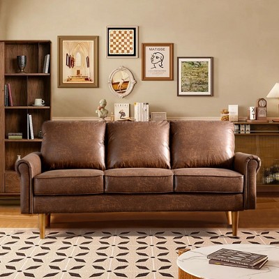 XIZZI 3 Seater Sofa Couch with Deep Seats, Modern Upholstered Sofa with Armrests, Comfy Couches for Living Room, Bedroom and Office