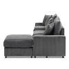 TiramisuBest 114*64" Cream Corduroy Sectional Sofa: L-Shaped,Console, USB Charger,Storage, Ottoman & Deep Wide Seats for Living Room - 3 of 4