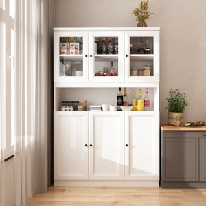 FUFU&GAGA Modern White Storage Cabinet with Adjustable Shelves and Ample Space - 1 of 4