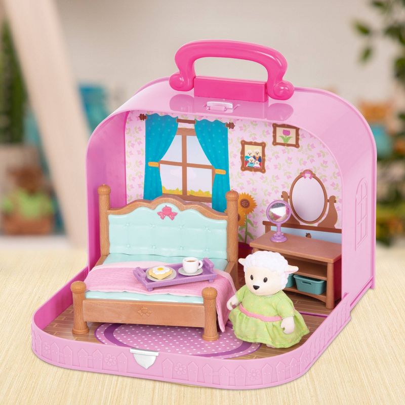 Li&#39;l Woodzeez Toy Furniture Set in Carry Case 13pc - Travel Suitcase Bedroom Playset, 3 of 6