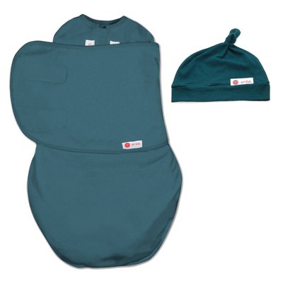 embe Starter Swaddle Wrap Original and Top Knot Hat Bundle - Spruce Blue - pk