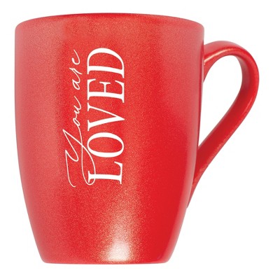 Elanze Designs You Are Loved Crimson Red 10 ounce New Bone China Coffee Cup Mug