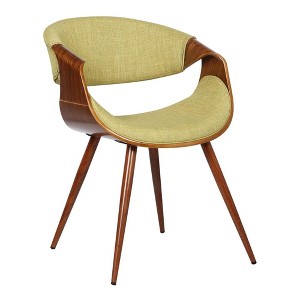 FurniFact,Mid-Century Dining Chair in Walnut Finish with Green Fabric Upholstery - 1 of 4