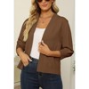 Women's 3/4 Sleeve Cropped Cardigan Knit Sweaters Lightweight Open Front Shrug - 2 of 4