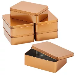 Juvale 6 Pack Tin Box with Lid, Rectangular, for Crafts, Treats, Jewelry, Gold, (4.8 x 3.5 In)