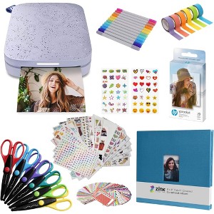 HP Sprocket Portable 2x3" Instant Photo Printer (Lilac), Accessories & Scrapbook Bundle - 1 of 4