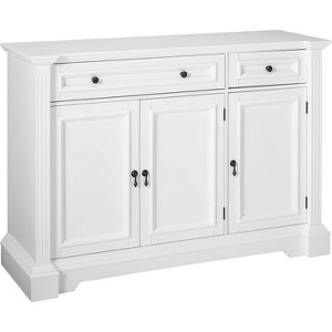 Kings Brand Furniture White Finish Wood Buffet Breakfront Cabinet Console Table With Storage, Drawers, Shelves - 1 of 4