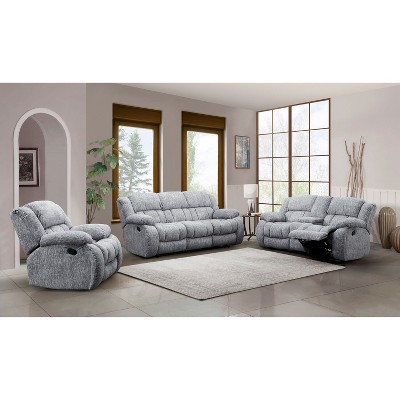 HomeStock U250 Grey Reclining Sofa/Console Reclining Loveseat/Glider Recliner
