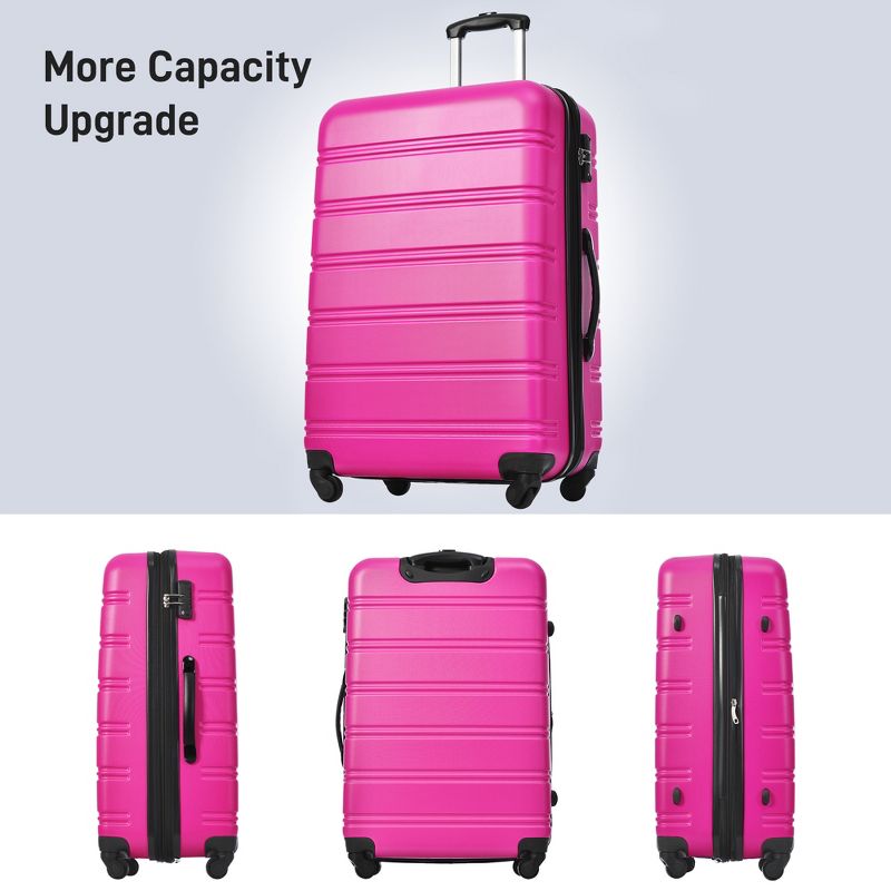 2/3 PCS Luggage Set, ABS Hardshell Expandable  Spinner Suitcase with Travel Bag and TSA Lock - ModernLuxe, 5 of 7