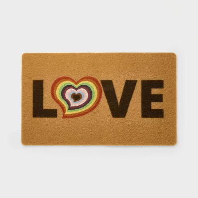 Pride 1'6"x2'6" 'Love' Rectangle Outdoor Door Mat