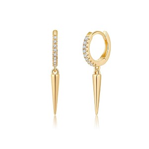 Turandoss 18K Gold Huggie Hoop Earrings for Girls Women - Dainty Diamond Cartilage Dangle Clip on Earring Hypoallergenic, Birthday Christmas Gifts - 1 of 4