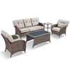 Belord 5 Piece Patio Furniture Set, All Weather Brown Wicker Outdoor Patio Furniture Set Patio Sofa Set with Club Lounge Chair and Coffee Table - 4 of 4